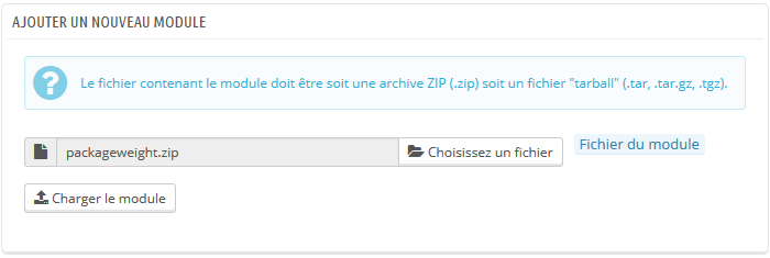 Choose and Upload the module